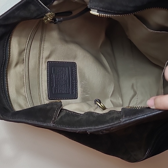 Coach Brown Suede Leather Gallery Tote Vintage Handbag Beaded Trim Accents EUC - Picture 12 of 12